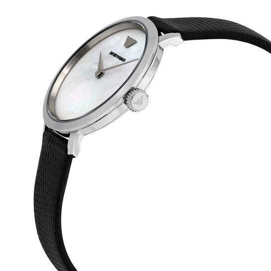 Emporio Armani Modern White Dial Black Leather Strap Watch For Women - AR11159 - Image 6